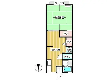 シティハイム北上A(1DK/1階)の間取り写真