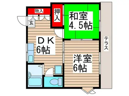 サンコーポラス(2DK/1階)の間取り写真