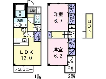 プラティークA(2LDK/1階)の間取り写真