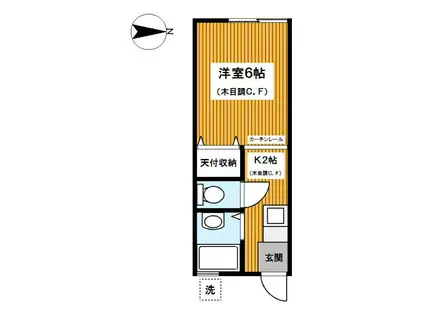 コーポ草風A棟(1K/1階)の間取り写真