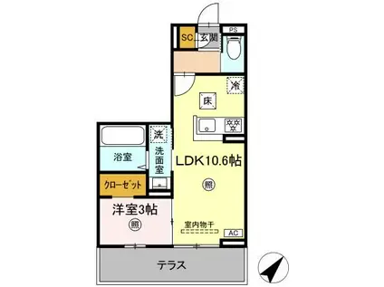 LUMIERE 33(1LDK/1階)の間取り写真