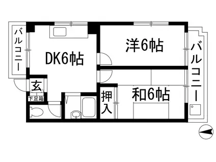 BLANC段上町(2DK/3階)の間取り写真