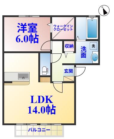 メゾンアベニュー(1LDK/2階)の間取り写真