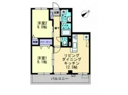 フォブール相田(2LDK/3階)の間取り写真