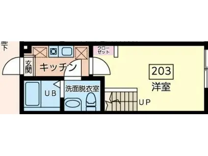 LEAFIA(1K/2階)の間取り写真