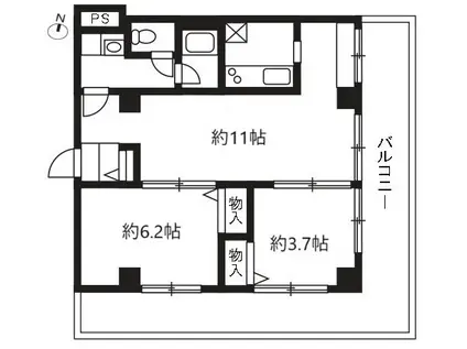 アールスリー川越(2LDK/5階)の間取り写真