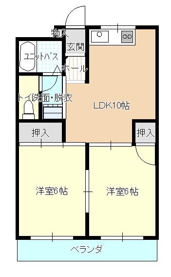 コーシンハイツ(2LDK/2階)の間取り写真