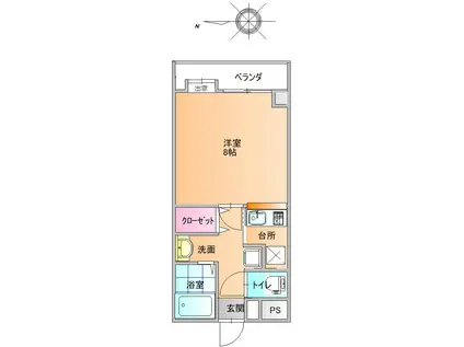 パロスビル(1K/10階)の間取り写真