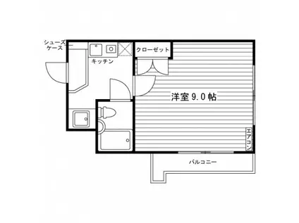 ハイツ宮の森(1K/4階)の間取り写真