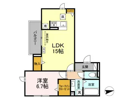 D-ROOM 剣(1LDK/1階)の間取り写真