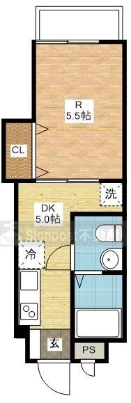 アミティの森(1DK/2階)の間取り写真