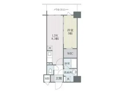 モダンパラッツォ博多SUR(1LDK/11階)の間取り写真