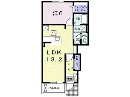 リノ・ガーデン レア(1LDK/1階)の間取り写真