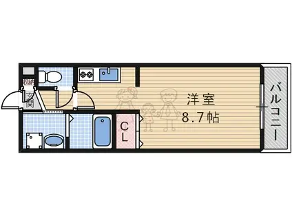 レーヴメゾン東住吉(1K/2階)の間取り写真