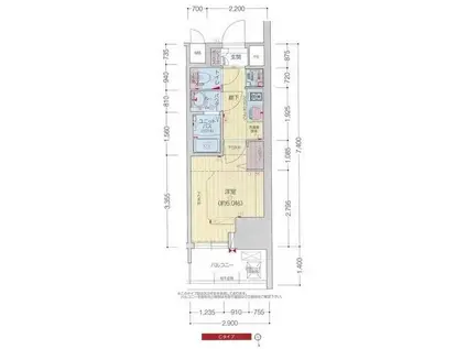 プレサンス大須観音フィエスタ(1K/8階)の間取り写真