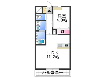 グランアセット宮前(1LDK/1階)の間取り写真