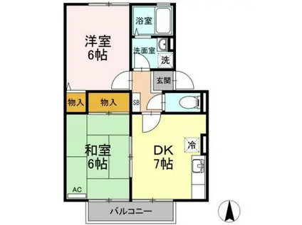 ラ・モール津島(2DK/2階)の間取り写真