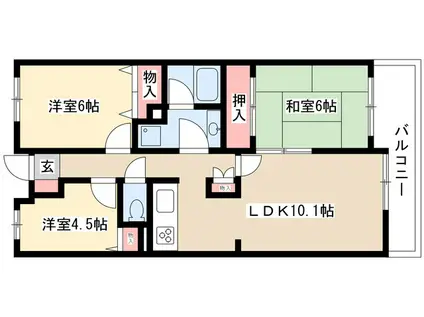 地下鉄名城線 八事日赤駅 徒歩5分 7階建 築39年(3LDK/7階)の間取り写真