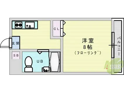 アミニティーハイツ田村(1K/2階)の間取り写真