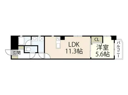ファーストステージ国泰寺(1LDK/5階)の間取り写真