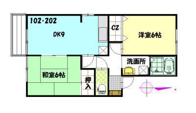セジュール三和(2DK/1階)の間取り写真