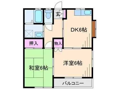 漆原ライブコーポ綱島(2DK/2階)の間取り写真