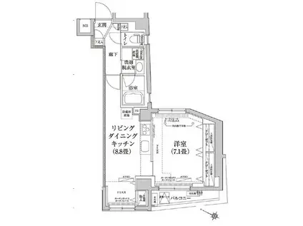 ティモーネ プレミアム東十条(1LDK/7階)の間取り写真