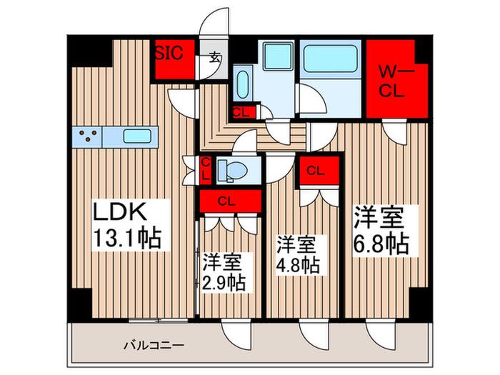 LIME RESIDENCE KAWAGUCHI イースト(3LDK/10階)の間取り写真