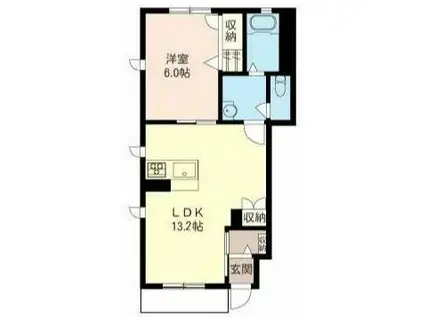 ボヌールシュシュ I(1LDK/1階)の間取り写真