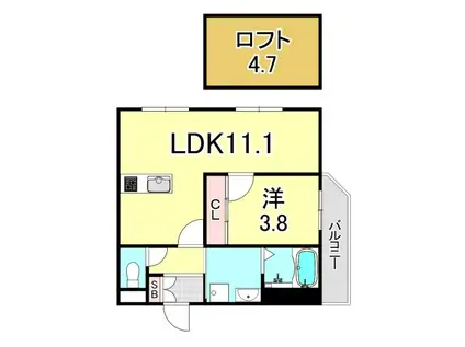 MICA ELENO苦楽園(1LDK/1階)の間取り写真