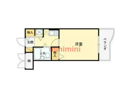 メロディーハイム淡路(1K/5階)の間取り写真