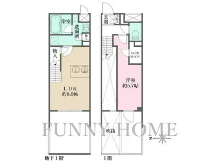 LA PERLA JIYUGAOKAII(1LDK/B1階)の間取り写真