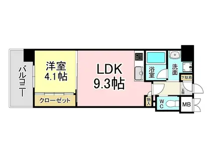 ウイングス西本町(1LDK/7階)の間取り写真