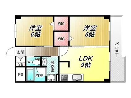 エスペランサ東翠園(2LDK/7階)の間取り写真
