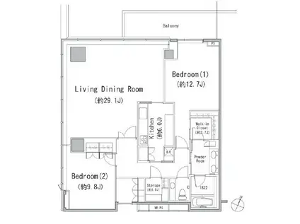 二番町パークフォレスト(2SLDK/12階)の間取り写真