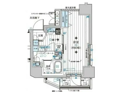 メインステージ若松河田(1K/9階)の間取り写真