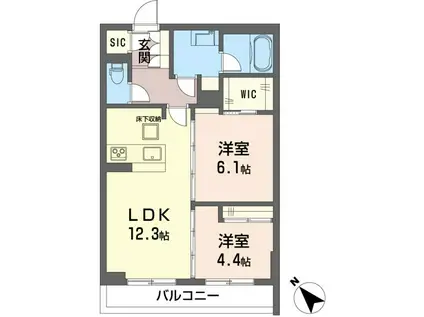 フェリシード野沢(2LDK/1階)の間取り写真