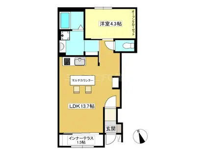 ヴィラ・竹ノ花(1LDK/1階)の間取り写真