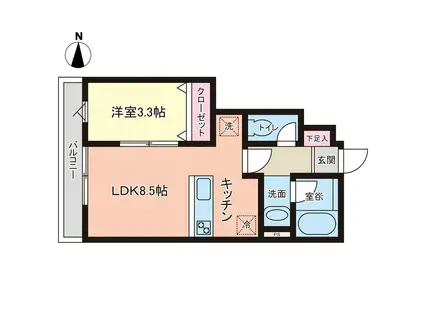 PREMORY名取駅前(1LDK/1階)の間取り写真