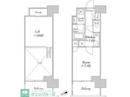 カナルフロント芝浦(1K/11階)の間取り写真