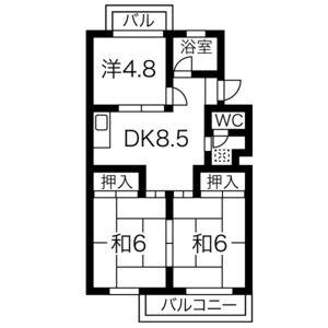 杉本ビル(3DK/4階)の間取り写真