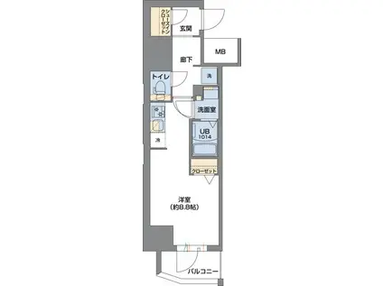 METROSA谷町六丁目サウス(ワンルーム/2階)の間取り写真