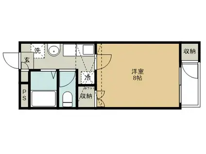 ラポールV(1K/2階)の間取り写真