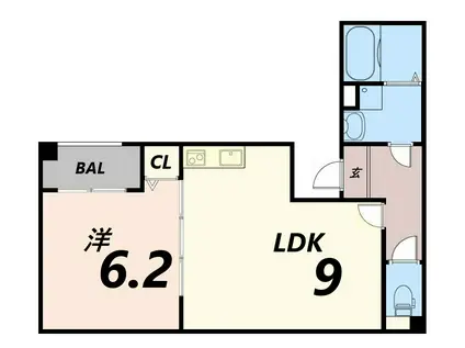 ネクステージ七松町(1LDK/3階)の間取り写真