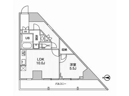グラシアプレイス曳舟(1LDK/7階)の間取り写真