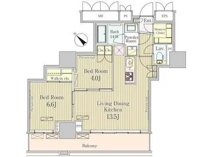 パークアクシス御茶ノ水(2LDK/12階)の間取り写真