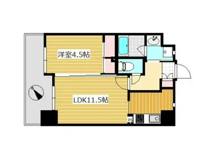 ラ・フルール博多駅南(1LDK/6階)の間取り写真