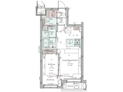 コンシェリア目黒本町 THE RESIDENCE(1LDK/4階)の間取り写真