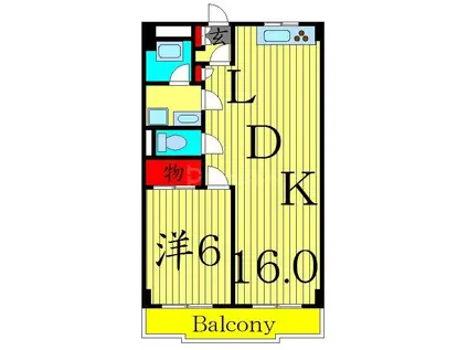パークサイド東和(1LDK/2階)の間取り写真