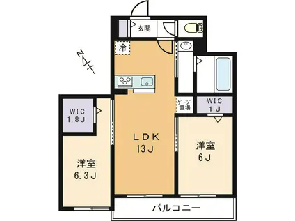 M.DALBERSHE武蔵小杉(2LDK/3階)の間取り写真